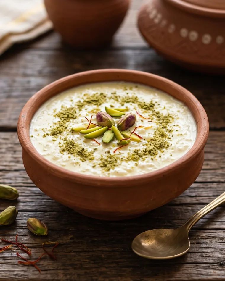 Kheer aus dem Tontopf aus der Masalas-Restaurantküche in Berlin-Köpenick