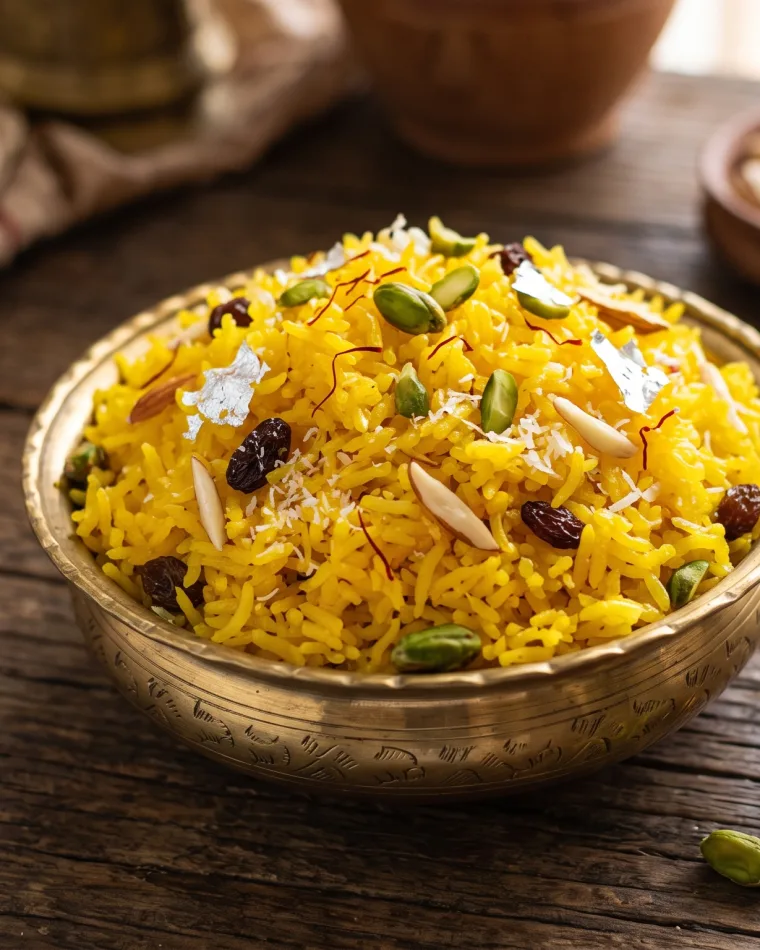 Zarda mit Pistazien und Rosinen aus der Masalas-Restaurantküche in Berlin-Köpenick