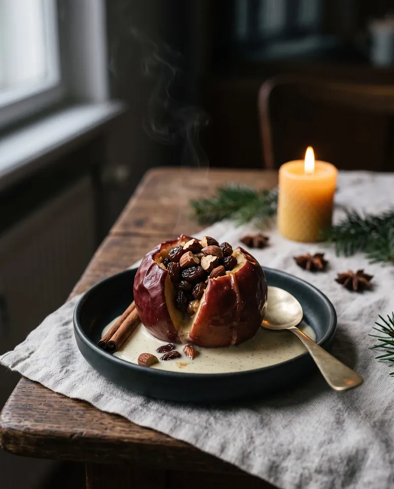 Bratapfel mit Vanillesauce, alkoholfrei